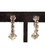 Rhinestone Dangle Earrings 3/4 Inch Screw Back Rhodium Plated Beautiful - €7,51 EUR