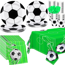 Soccer Party Tableware Set 121 Pieces Include Soccer Party Plates and Na... - £27.29 GBP