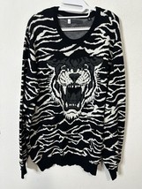 Sean John Men’s Black White Animal Print Lion Head Knit Sweater Size 2XL - $29.99