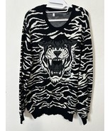 Sean John Men’s Black White Animal Print Lion Head Knit Sweater Size 2XL - $41.01 CAD