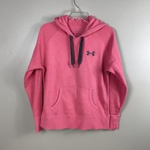 Under Armour Hoodie Womens Medium Fleece Cold Gear Pink Sweatshirt Loose - £14.67 GBP