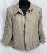 Christopher &amp; Banks Size L Women&#39;s Beige Blazer Jacket Faux Suede Lined Business - £9.86 GBP