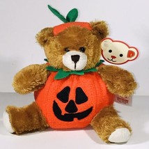 2006 Plushland Bear Halloween Jack-O-Lantern Plush Doll w/ Tags 5.5&quot; Tall - £9.69 GBP