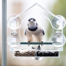 pet bird feeder; Nature Anywhere Clear Plastic Window Bird Feeder for Outside -  - £19.77 GBP