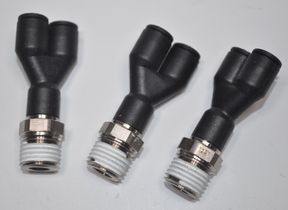 Lot of 3 LEGRIS 3148-56-14 THREADED MALE Y ADAPTER, 1/4&quot;X1/4&quot; NEW - $13.85