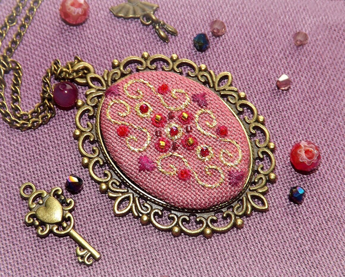 Vintage Petit Point Brooch Cross Stitch Blackwork Ornament pattern pdf  - $3.29