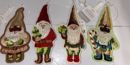 Lot of 4 Wondershop Gnome Christmas Ornaments Felt Embroidered NEW - £14.60 GBP