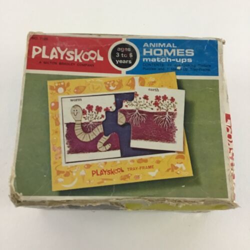 Playskool Animal Homes Match-Ups Interlocking Picture Puzzles Tray Frame Vintage - $29.65