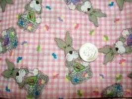 JELLY BEAN PARADE EASTER BUNNY PINK GINGHAM FABRIC - £22.12 GBP