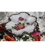  Japan Porcelain Hand Decorated Red Yellow Roses Gold Candy Dish Bowl - $70.00