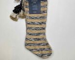 2 Artisan NY Home Burlap Jute Blue Silver Christmas Stockings Tassels St... - $40.05
