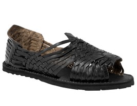 Mens Black Sandals Mexican Huaraches Genuine Leather Handmade Woven Open... - £23.50 GBP