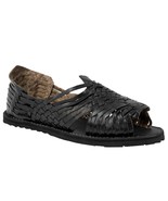 Mens Black Sandals Mexican Huaraches Genuine Leather Handmade Woven Open... - £23.97 GBP