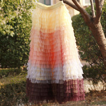 Pastel Pink Tiered Tulle Skirt Outfit Women Plus Size Tulle Maxi Skirt image 11