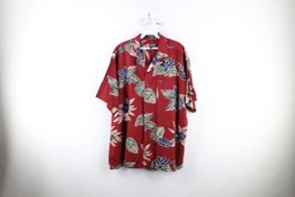 Vtg 90s Chaps Ralph Lauren Mens XL Spell Out Looped Collar Hawaiian Button Shirt - £39.43 GBP