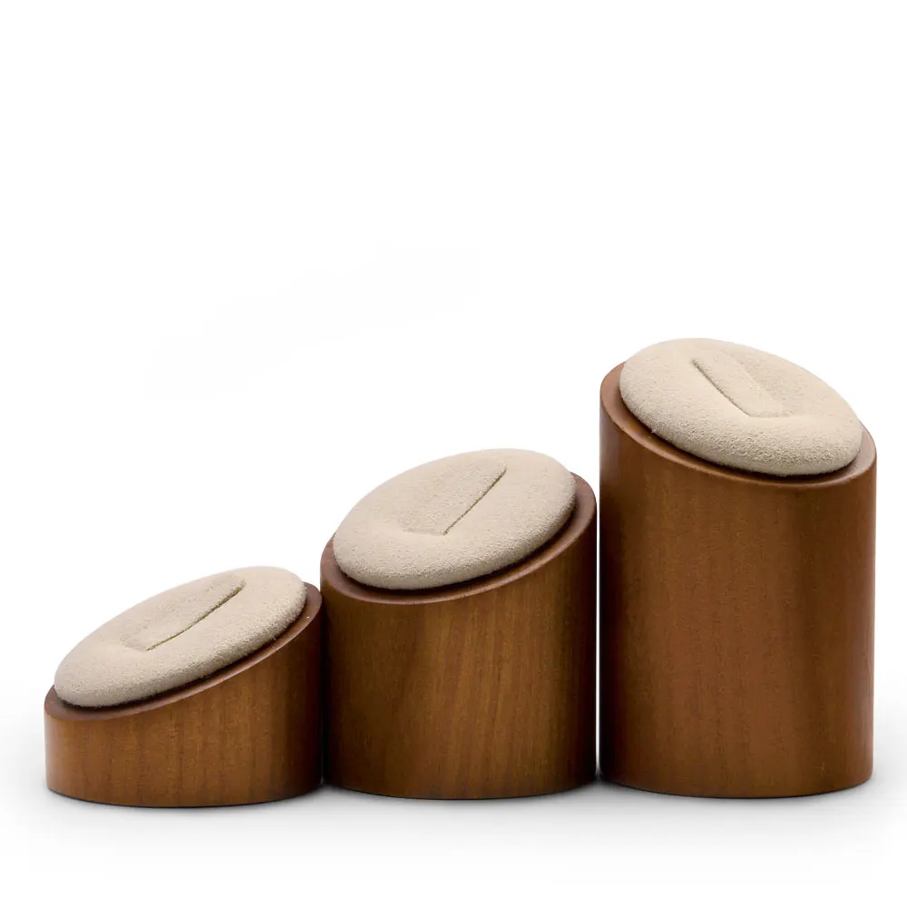 3pcs/set Solid Wood Ring Display Stand with Microfiber Ring Storage Rack Shop Co - £41.72 GBP