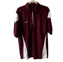 Nike Dri Fit Men&#39;s Short Sleeve Golf Polo Size M Maroon Burgundy and White - $14.84