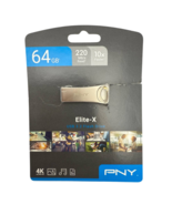 PNY Elite‑X USB 3.2 Flash Drive 64 GB Metal Sleek 220 MB/s High Speed USB‑A - $12.56