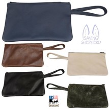 Clutch Handbag - Leather Wrist Purse Hand Bag Amish Handmade In Usa - 5 Colors - £53.18 GBP