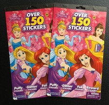 Children&#39;s Disney Princess Sticker Booklets-4 Sheets Per Booklet, 2 Booklet- New - £7.07 GBP