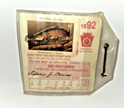 1992 Pennsylvania Resident Trout Fishing Stamp Signed Permit License w/holder - £7.64 GBP
