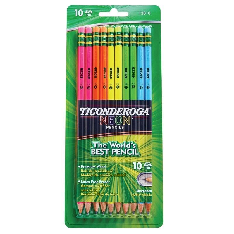 Dixon Ticonderoga Assorted Neon Colors #2 Presharpened 10 count - $5.93