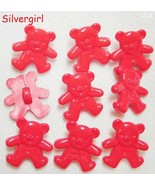 Set 9 Cute Red Teddy Bear Plastic Vintage Shank Buttons - $8.21 CAD