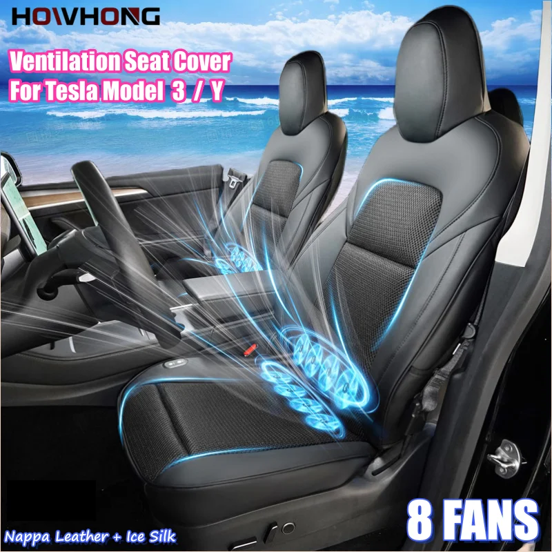 For Tesla Model 3 Y Ventilation Seats Cover Summer Cool Breathable with Fan - £244.75 GBP