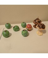 VTG 5 Hippie Round Psychedelic Green Ladybug Candles 3 Mushroom Candles ... - $56.34 CAD
