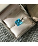 3.50 Carat Princess Light Sky Blue Sapphire Wedding Ring In 14K White Go... - £119.36 GBP