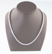 18.00ct t.w. CZ Tennis Necklace Set In Rhodium Plated Sterling Silver 16&quot; - £134.07 GBP