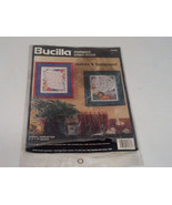 Bucilla stamped cross stitch grace sampler pair animal, fruit border no ... - $26.07 CAD