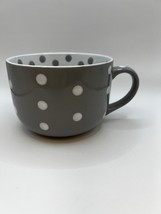 Gray Polka Dot Oversized Coffee Tea Mug – White Dots Inside &amp; Out Large Cup - $13.74
