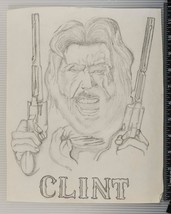 Vintage Ventilateur Art Clint Eastwood Crayon Dessin À Papier Original Gioia Boy - £73.90 GBP