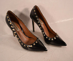 Steve Maden Womens Calssic Black Leather Studded Heel Shoes 38.5 M - $53.46