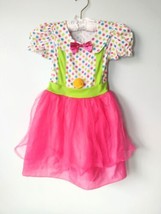 Girls Party 3 x 5 Clown Costume Dress Size Medium Tafetta Pink Polka Dot... - £7.73 GBP