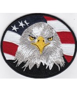 BALD EAGLE AMERICAN FLAG SEW/IRON PATCH EMBROIDERED USA MILITARY BADGE E... - £5.49 GBP