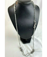 Coldwater Creek Link Silver Style Tone &amp; Clear Small Beaded Necklace Gray - $14.62 CAD