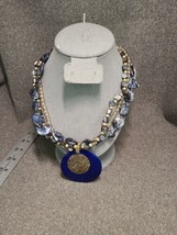 Sophia &amp; Kate Peacock Blue and Bronzetone Statement Necklace &amp; earring Set NWT - £11.36 GBP