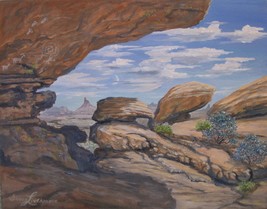 Utah&#39;s Vast Desert Petroglyphs Landscape Original Oil by Irene Livermore  - £266.26 GBP