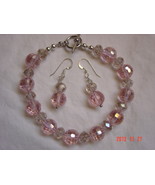 Handmade Pink and Clear Glass Bracelet &amp; Earring Set  - £13.36 GBP