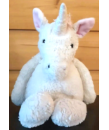 Jellycat London Bashful Unicorn Plush 12&quot; White &amp; Pink Horse Stuffed Animal - £7.89 GBP