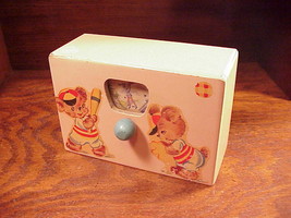 1950&#39;s Wooden Children&#39;s Windup Bear and Baseball Music Box Toy, decorative - $8.95