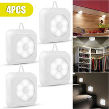 4pcs Motion Sensor LED Night Light Wall Closet Cabinet Indoor Stair Battery Lamp - £27.52 GBP