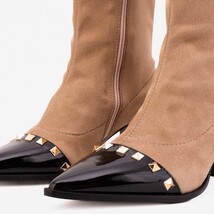 The Amethyst Studded Beige & Black Suede Leather Women’s Boot image 3