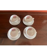 Noritake Rosemont 4 Cups &amp; Saucers Set Japan Gray White Pink Japan #5048 - $364.26 MXN