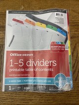 Office Depot 1-5 Dividers W/ Printable Table Of Contents - £6.12 GBP