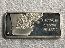 The Hamilton Mint .999 Sterling Silver One Troy Ounce Georgia State Ingot - $79.95