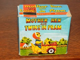 Vintage Mother Hen &amp; Twins in Pram Plastic Friction Toy in Box - $49.50