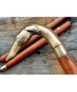 Vintage Victorian Wooden Walking Stick Brass Dog Head Handle Designer Ca... - $655.14 MXN